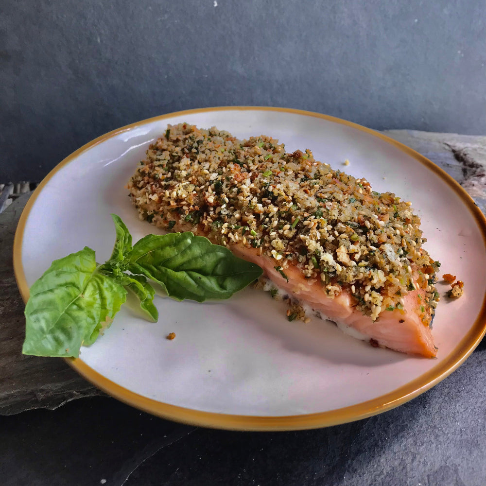 SALMON + GUARNICIÒN + ENSALADA + CREMA DE VERDURAS